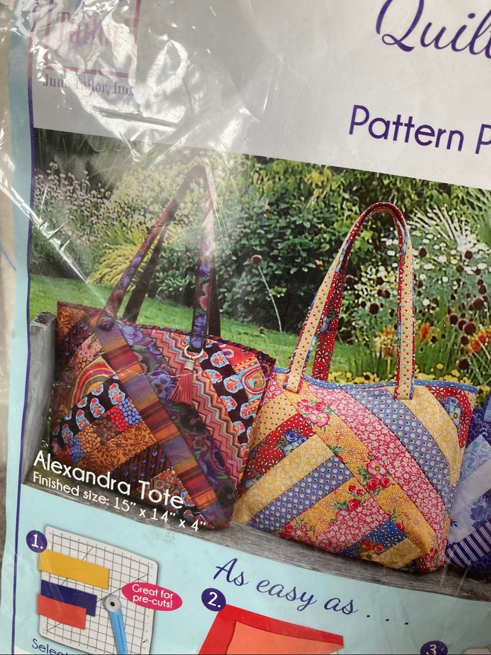 NIP Quilt as you go June Tailor Alexandra Tote bag pattern printed on batting